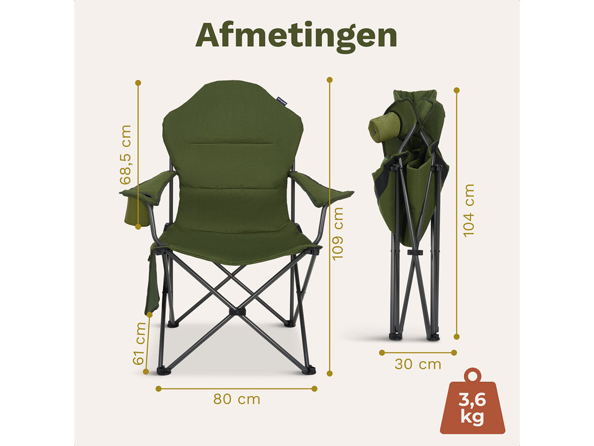 TRVLMORE Campingstoel Small Plus Zwart - 30 x 104 cm Opgevouwen - Draagvermogen 160 kg - Opvouwbaar Design