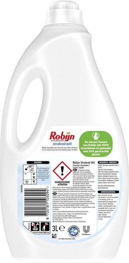 Robijn - Vloeibaar Wasmiddel - Stralend Wit - 60 wasbeurten