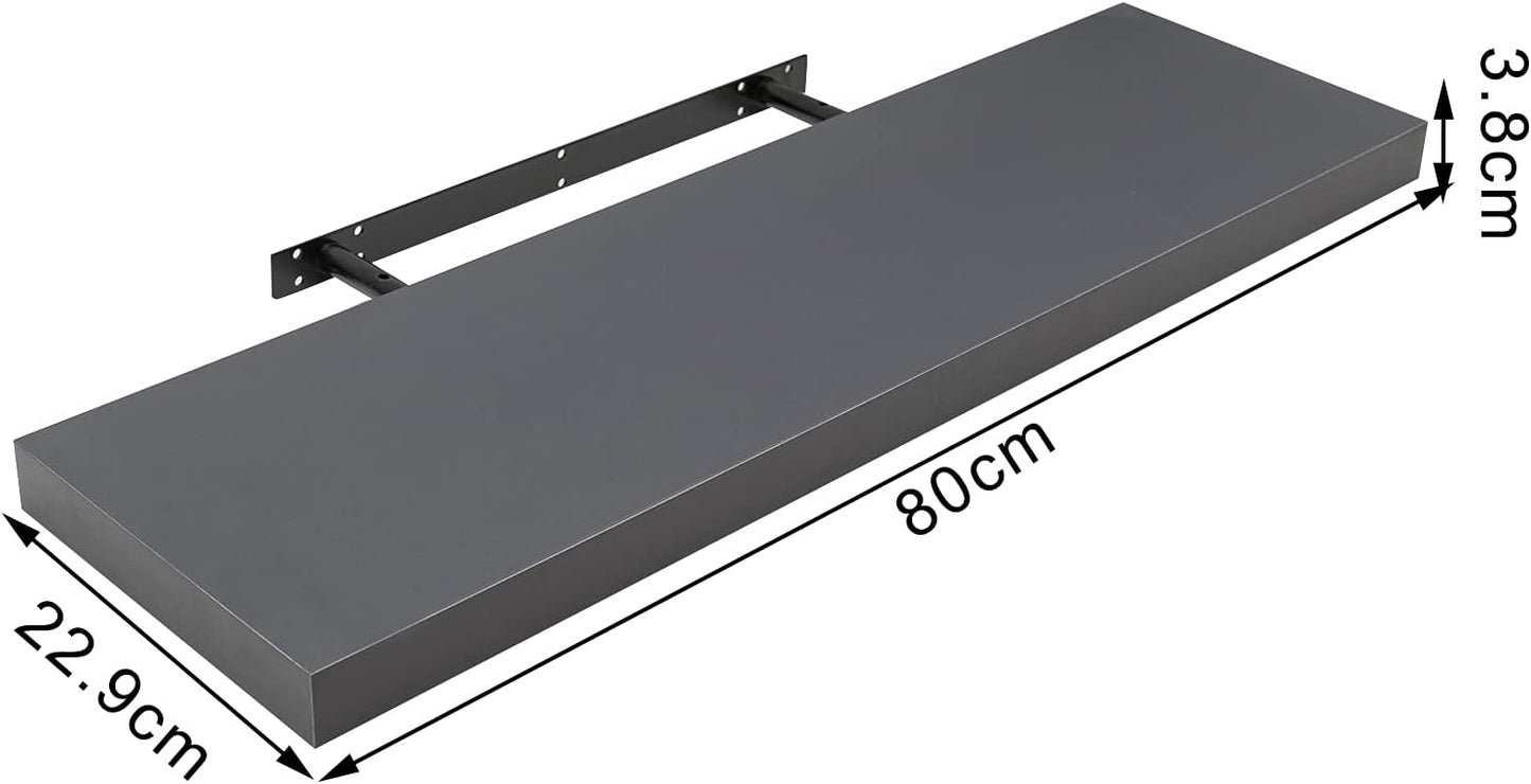 Woltu Zwevende Wandplank MDF Wandrek Donkergrijs - 80 x 22,9 x 3,8 cm