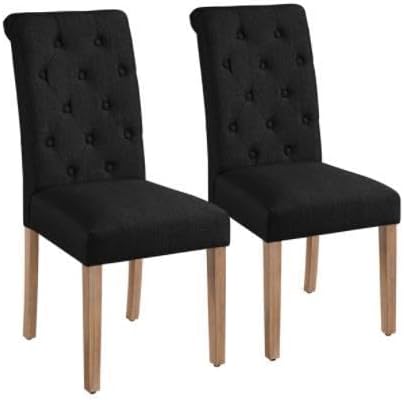 Yaheetech eetkamerstoelen met hoge rugleuning - set van 2 - zwart