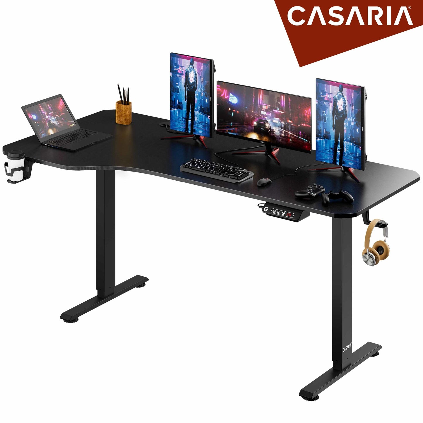 Casaria Zit Sta Bureau – Hoogte Verstelbaar Elektrisch - 160x75cm Zwart