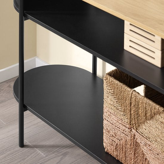 SoBuy Entreeconsole console met opslag, multifunctioneel gangmeubel, modern industrieel design, meubels van hout en zwart, 110x39x76cm FSB102-SCH