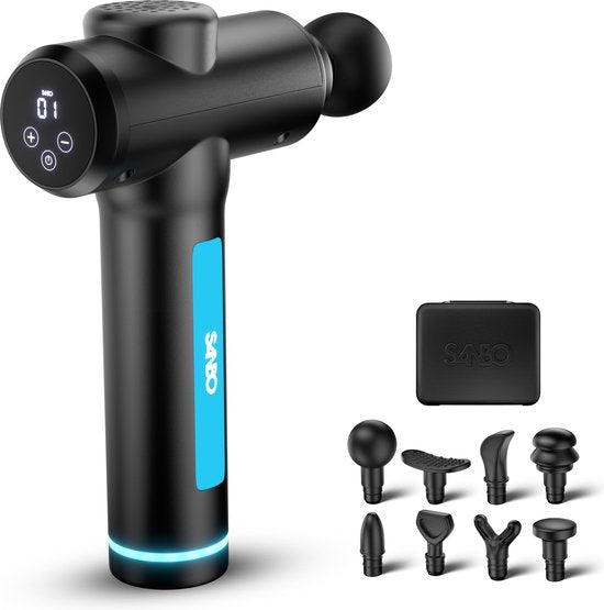 Sanbo-Massage Gun met 30 Standen – 8 Opzetstukken – Spierherstel & Ontspanning – Professioneel Massageapparaat