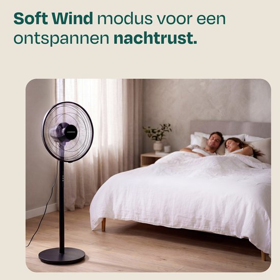 VONROC Vloerventilator - Ø 45,5cm - 3 snelheden – timer - verstelbaar in 3 hoogtes - incl. afstandsbediening - zwart