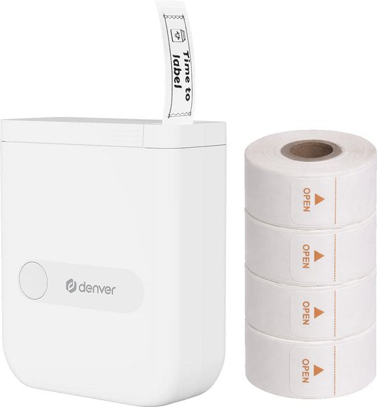Denver Labelprinter - Bluetooth - Verbinding met smartphone - 15x40mm - Incl. 4 stickerrollen - MBP16
