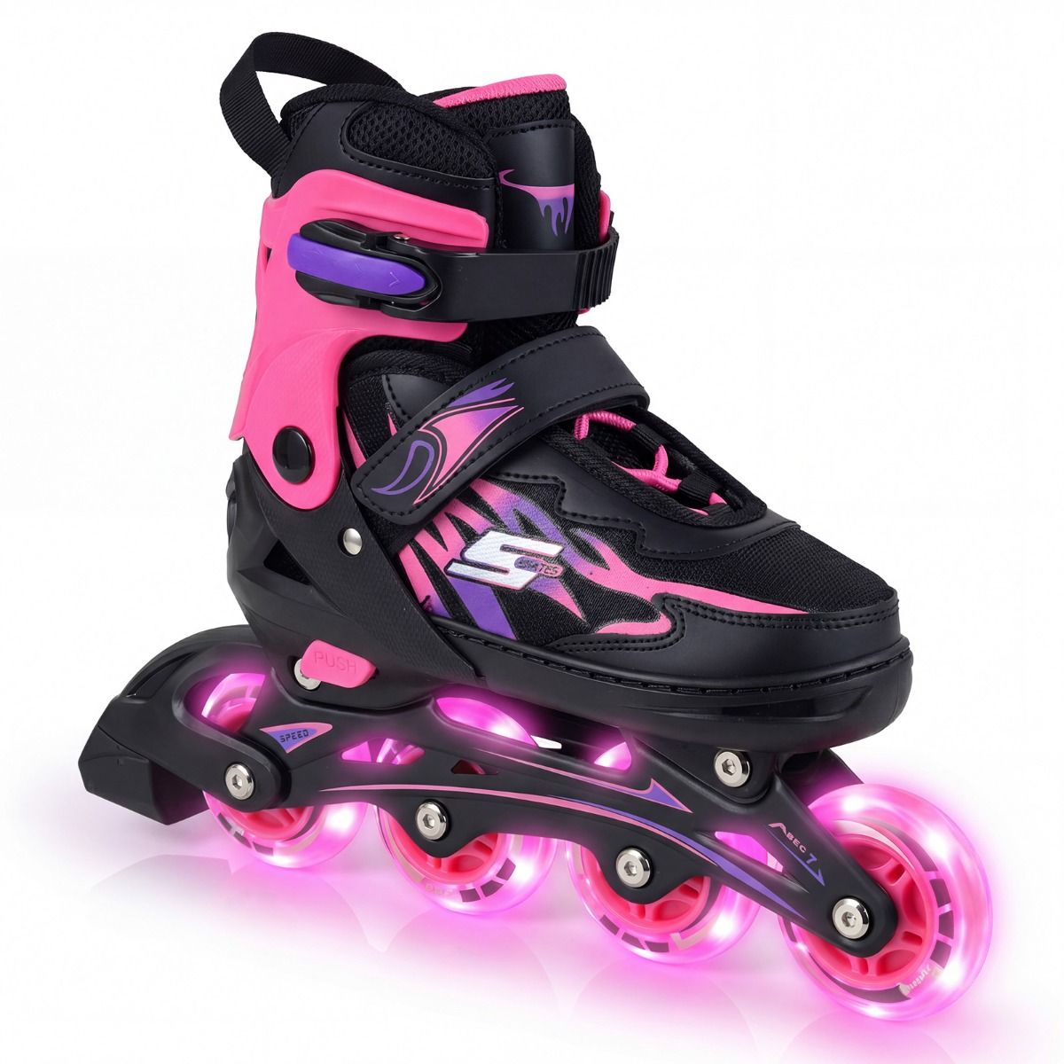 Coast Inlineskates voor kinderen - verstelbaar - lichtgevende wielen - maat 38-41 EU - kleur roze
