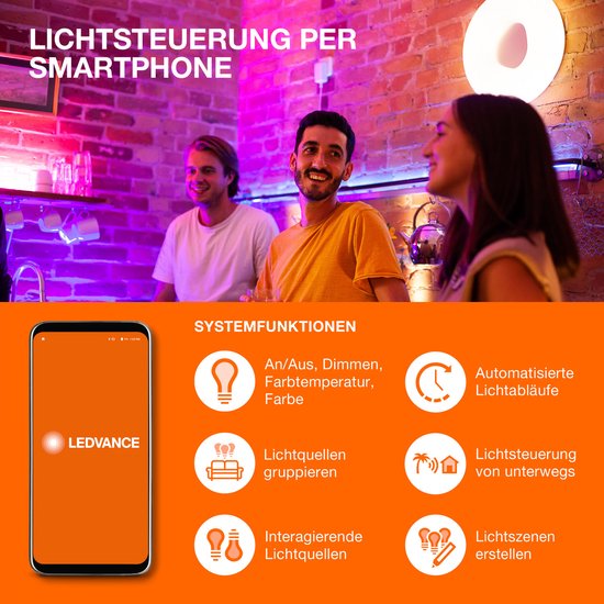 LEDVANCE Armatuur: voor plafond, SMART SURFACE DOWNLIGHT TW / 22 W, 22-…24- V, stralingshoek: 11-, Tunable White, 3-65- K, body materiaal: aluminium, IP2-