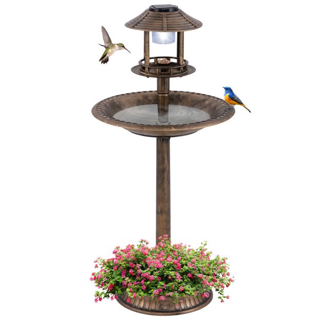 Coast Vogelbad - Solarverlichting - Bloempot - Vogelvoederhuis - Voederstation - Dispenser - Brons