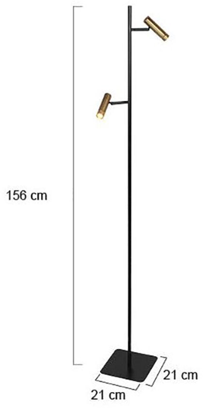 Vloerlamp Lumo 4608BR - Moderne tweelichts leeslamp van metaal met bronzen accenten, 125 cm hoog, draaibaar en kantelbaar, merk Mexlite
