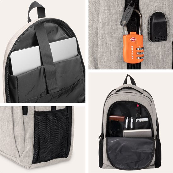 TRVLMORE Rugzak met Levenslange - Rugtas met 15,6 Inch Laptopvak - Schooltas - Spatwaterdicht - Heren en Dames - Jongens en Meisjes - 28L - Champagne