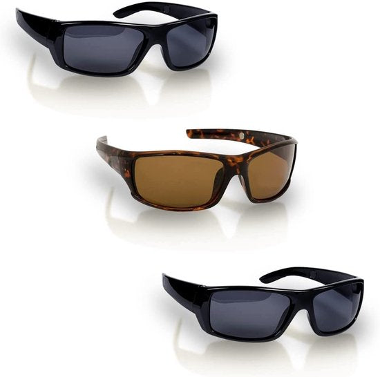 TelSell HD Polar View Zonnebril , 2x zwart, 1x bruin - Unisex - Gepolariseerde Zonnebril - met 1x hardcover opberghoesje