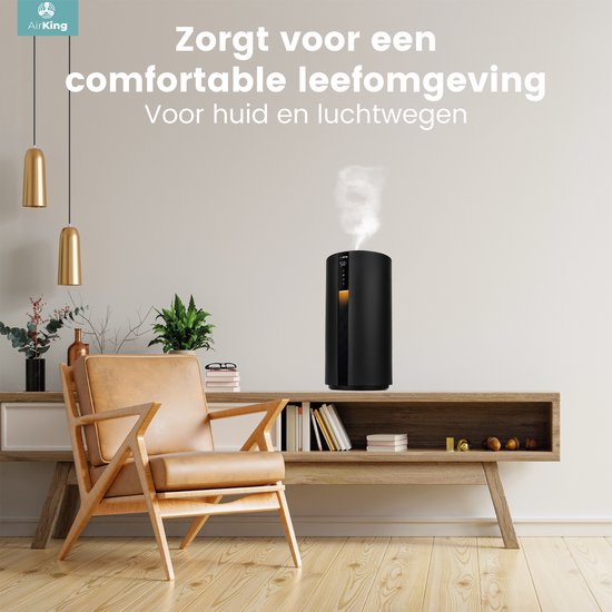 AirKing Luchtbevochtiger - Zwart - Topfill - Hygrometer - Aroma