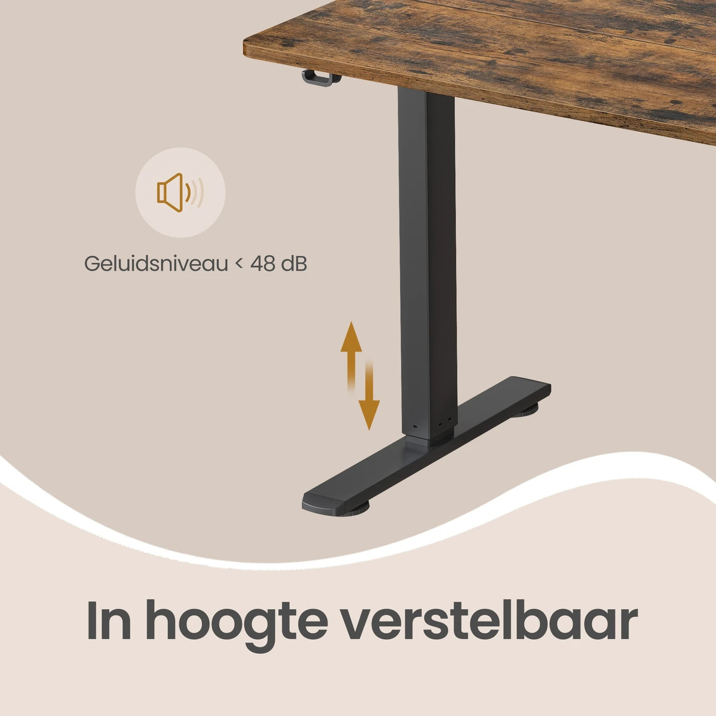 JOYFURNOS Elektrisch Verstelbaar Bureau 180 x 80 cm - 72-120 cm - Vintage Bruin & Zwart - Geheugenfunctie - 70 kg