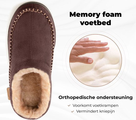 Pantoffels Heren - Sloffen - Mocassins - Tan - Anti-slip - Maat 44/45 - Comfeet