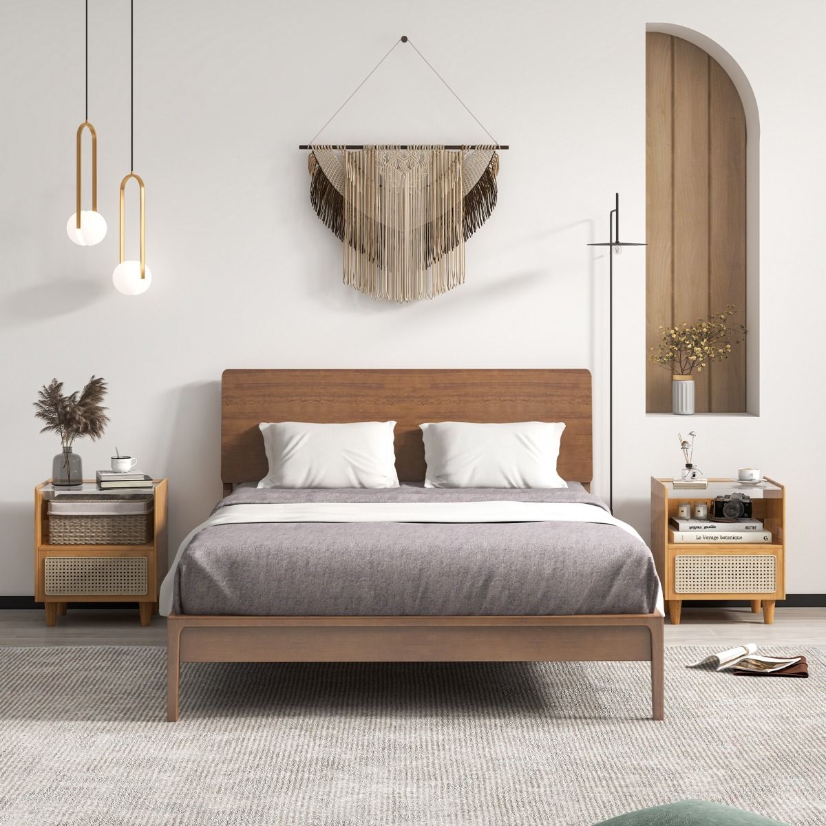 Coast Nachtkastje set van 2 - bamboe en rotan - lade en open vak - natuurkleur 43 x 35 x 50 cm