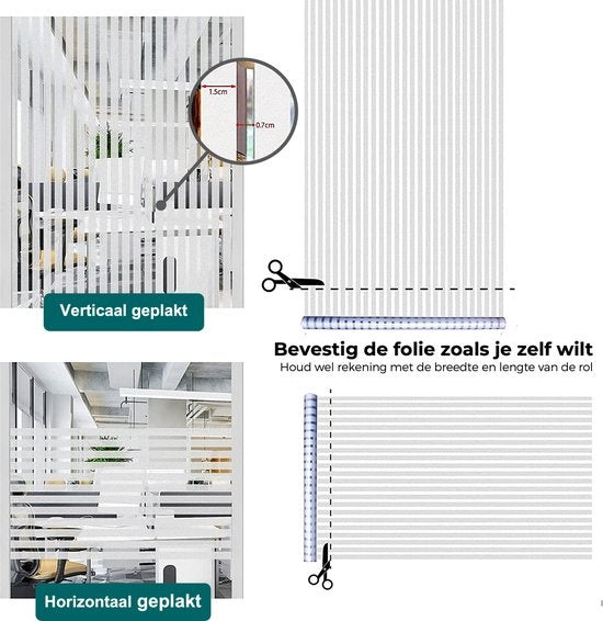 Homewell Raamfolie HR++ 45x300cm - Zonwerend & Isolerend - Statisch - Strepen