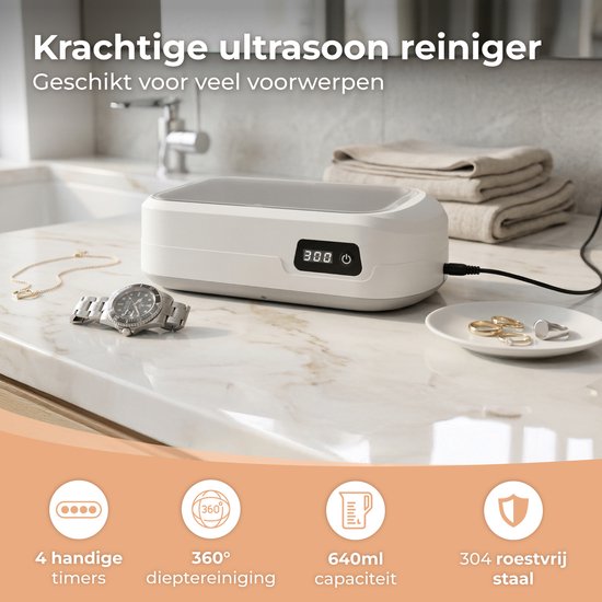 Nuvance Ultrasoon Reiniger - Brillenbad - 640ml - Ultrasone Reiniger voor Brillen & Sieraden - Kunstgebitreiniger