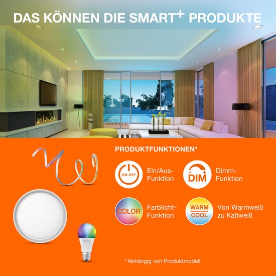 LEDVANCE Armatuur: voor plafond, SMART SURFACE DOWNLIGHT TW / 22 W, 22-…24- V, stralingshoek: 11-, Tunable White, 3-65- K, body materiaal: aluminium, IP2-