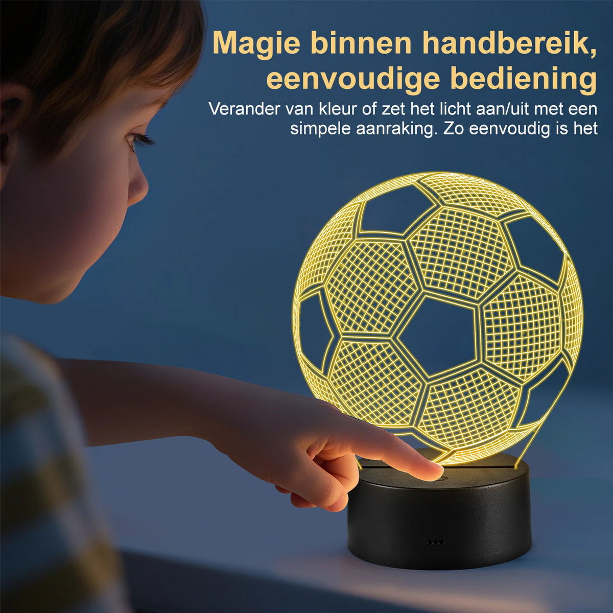 VIVREAL 3D LED Voetbal Nachtlampje - 15 x 17,5 cm - 16 Kleuren, Afstandsbediening, Touch