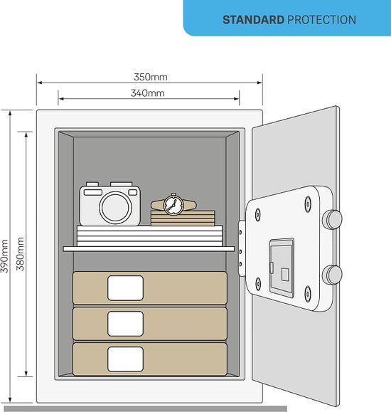 Yale Elektronische Kluis - met Alarm - Large - 39 x 35 x 36 cm - Zwart