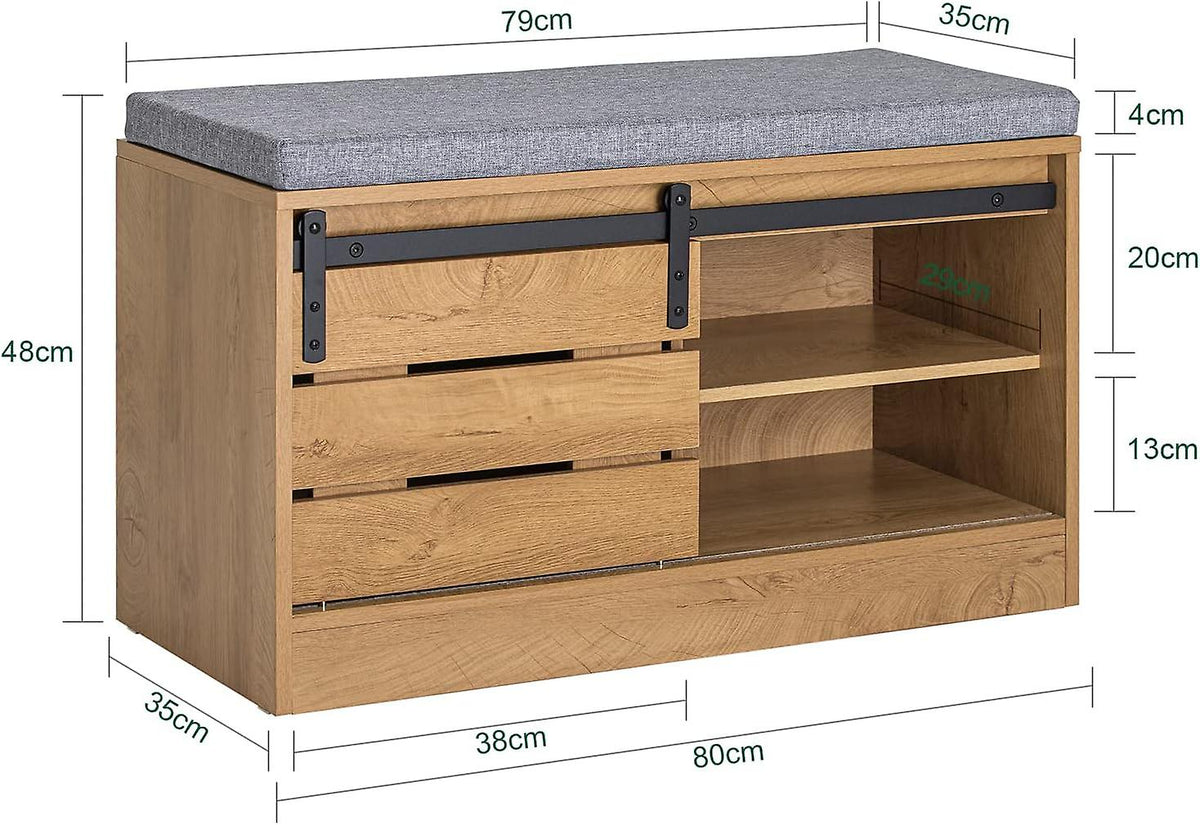 SoBuy Schoenenbank - FSR120-N - Spaanplaat - Max. 150kg - 80x35x48cm - Bruin & Grijs