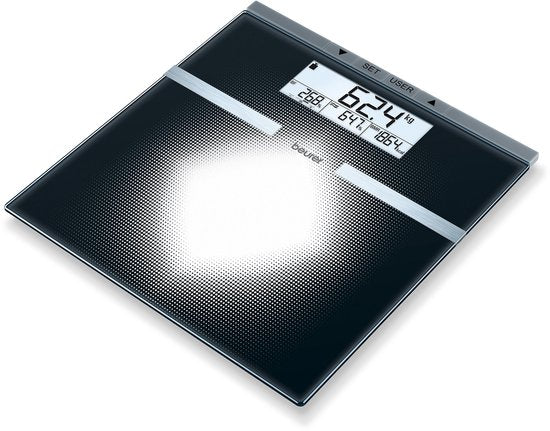 Beurer BG 21 Personenweegschaal - Lichaamsanalyse - BMI/BMR/AMR - Tot 180 kg - 30 x 31.5 cm - 10 Gebruikers - Verlicht groot LCD display met 2 regels - Incl. batterijen - 5 Jaar garantie