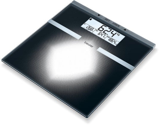 Beurer BG 21 Personenweegschaal - Lichaamsanalyse - BMI/BMR/AMR - Tot 180 kg - 30 x 31.5 cm - 10 Gebruikers - Verlicht groot LCD display met 2 regels - Incl. batterijen - 5 Jaar garantie