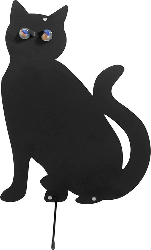 Maximex Vogelverschrikker katten set van 2, verdrijft ongewenste gasten uit de tuin, van zwart gelakt metaal, met fonkelende kogen, afmetingen (b x h): 37 x 24 cm