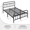 Yaheetech Metalen Bedframe met Lattenbodem - Zwart - 140 x 200 cm
