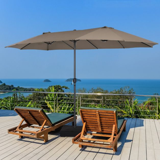 Coast Dubbele Parasol 470 x 280 cm - XXL - UV-Bescherming - Handslinger - 12 Ribben