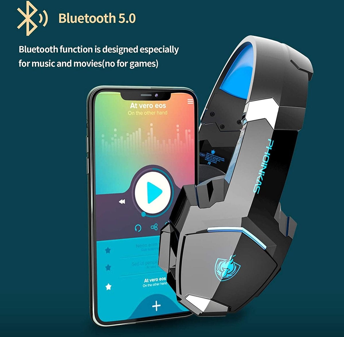 PHOINIKAS G9000 Max 2.4GHz PS4 Draadloze Gaming Headset - met microfoon - Over-ear PS5 Koptelefoon - Multiplatform - Zwart