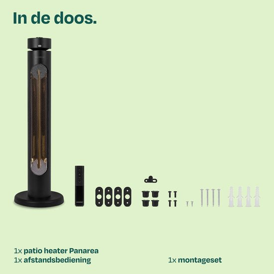 VONROC Staande Terrasverwarmer Panarea 2000W – Patio heater - Golden Carbon infrarood verwarmingselement – zwenkfunctie - Incl. afstandsbediening