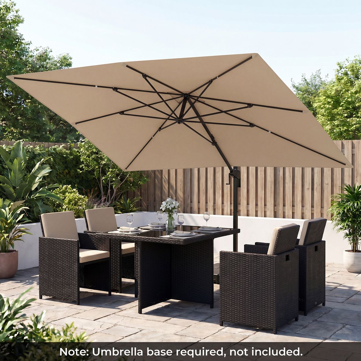 Coast Rechthoekige parasol - draaibaar voetpedaal en slinger - 300 x 390 cm - beige