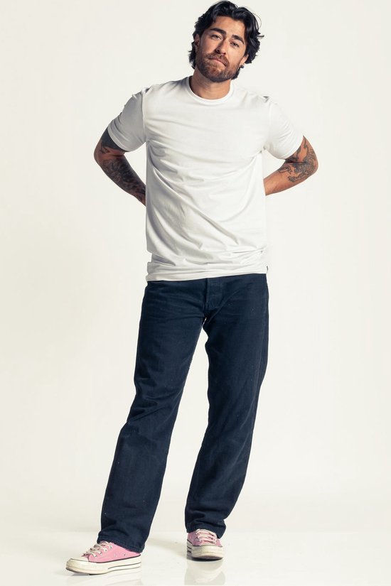 LEBASQ - Miles' T-shirt voor heren - 3 pack - Ronde Hals - Extra lang - Geschikt als Ondershirt - Wit - XXL - Katoen