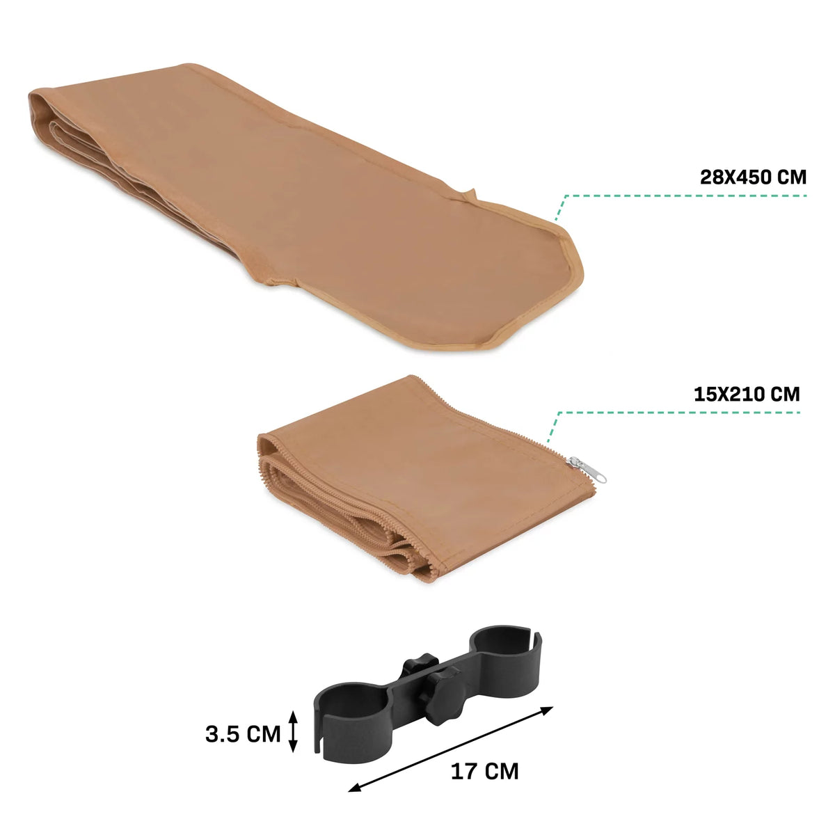 VONROC Koppelsysteem voor Partytenten 3 x 4,5 m – Verbindingsset met Regengoot & Zijwandverbinders – Beige