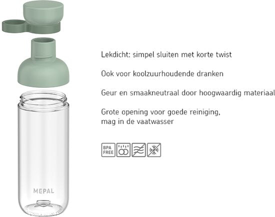 Mepal Vita waterfles - 500 ml - extra drinkgemak - Drinkfles - Nordic blue