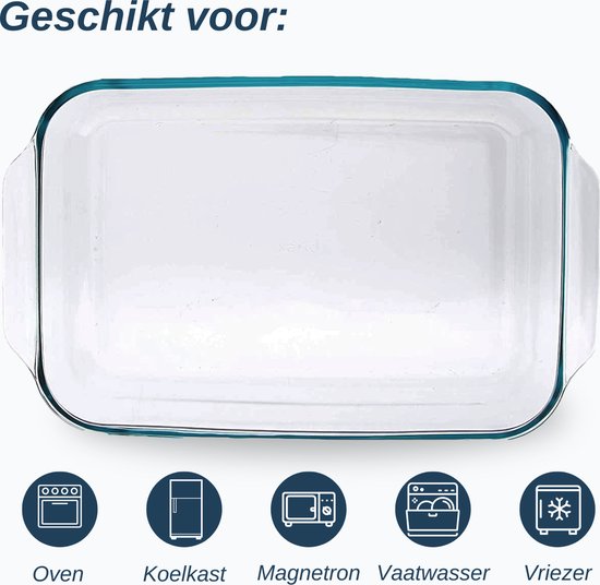 VAIVE 3-delige Ovenschaal Set - Rechthoekig - Glas