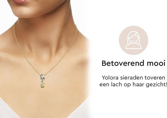 Yolora Dames Ketting met Hanger - Kalpa Camaka Kristallen - Goudkleurig - 18K Geelgoud Verguld - Vrouwen Collier Goud - Sieraden - Halsketting - Luxe Giftbox - Geschenkdoos - Cadeau doos - Exclusieve Geschenkverpakking - Mooie Cadeauverpakking