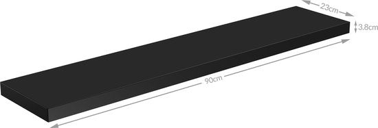 Casaria Wandplank – 2 St. 90 cm 15kg Belastbaar – Zwart mat