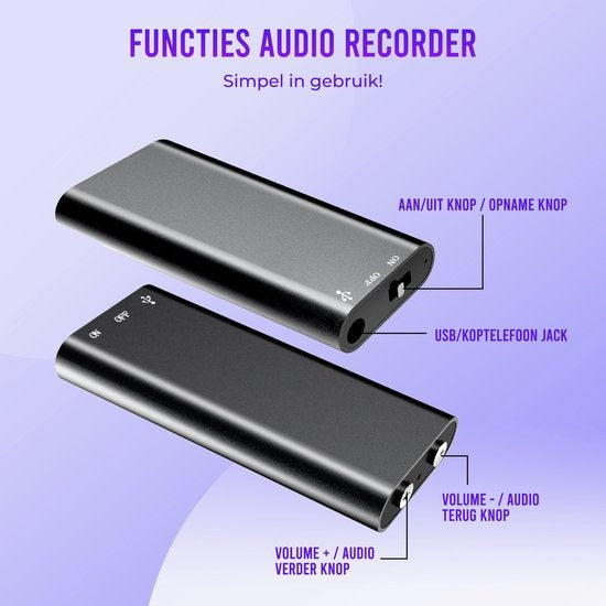 Garpex® USB afluisterapparaat - Afluisterapparatuur - Afluisteren opnemen - Spy recorder - Dictafoon - Voice - Grote opslag - 16GB