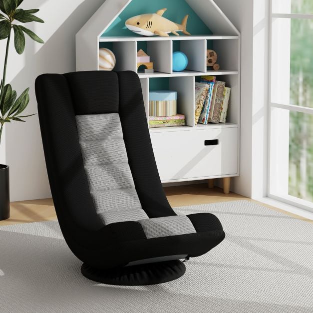 Coast Draaibare Gamingstoel - Verstelbaar - Opvouwbaar - 360° Draaibaar - Ergonomisch - Grijs/Zwart