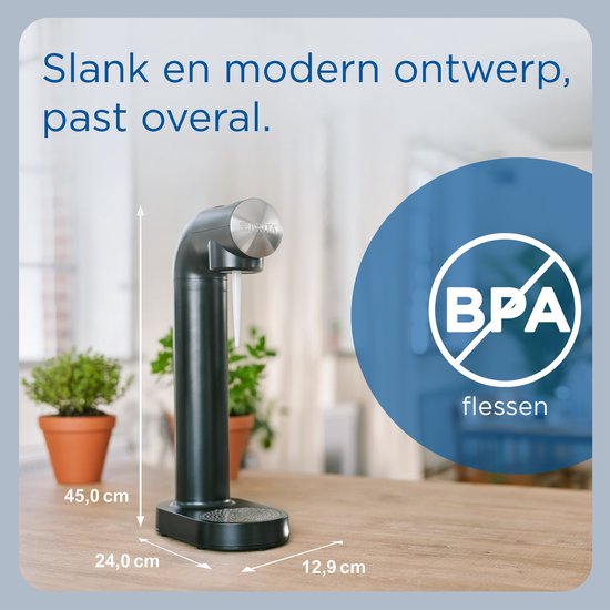 Brita SodaONE Bruiswatertoestel Zwart - met 1 CO2-cilinder en 1 Soda fles