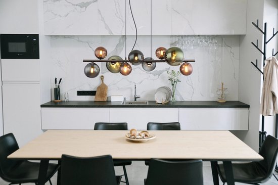 Globo - hanglamp - RIHA - multicolor - glas - grote eettafellamp - G9 - 56142-9H