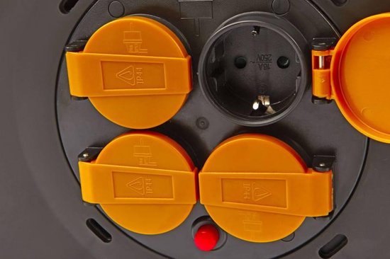 Relectric Pro Kabelhaspel – 40m – 4 stopcontacten – Met oprolknop - Randaarde - IP44 - RELEC493111