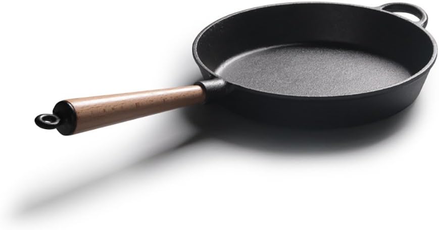 Rong Tian X gietijzeren koekenpan met houten handvat - 10,3 inch - Zwart