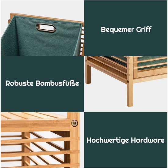 Coast Badkamermeubel 40,5 x 33 x 95,5 cm - Schommelwasmand - 2 Opbergplanken - Bamboe/Canvas