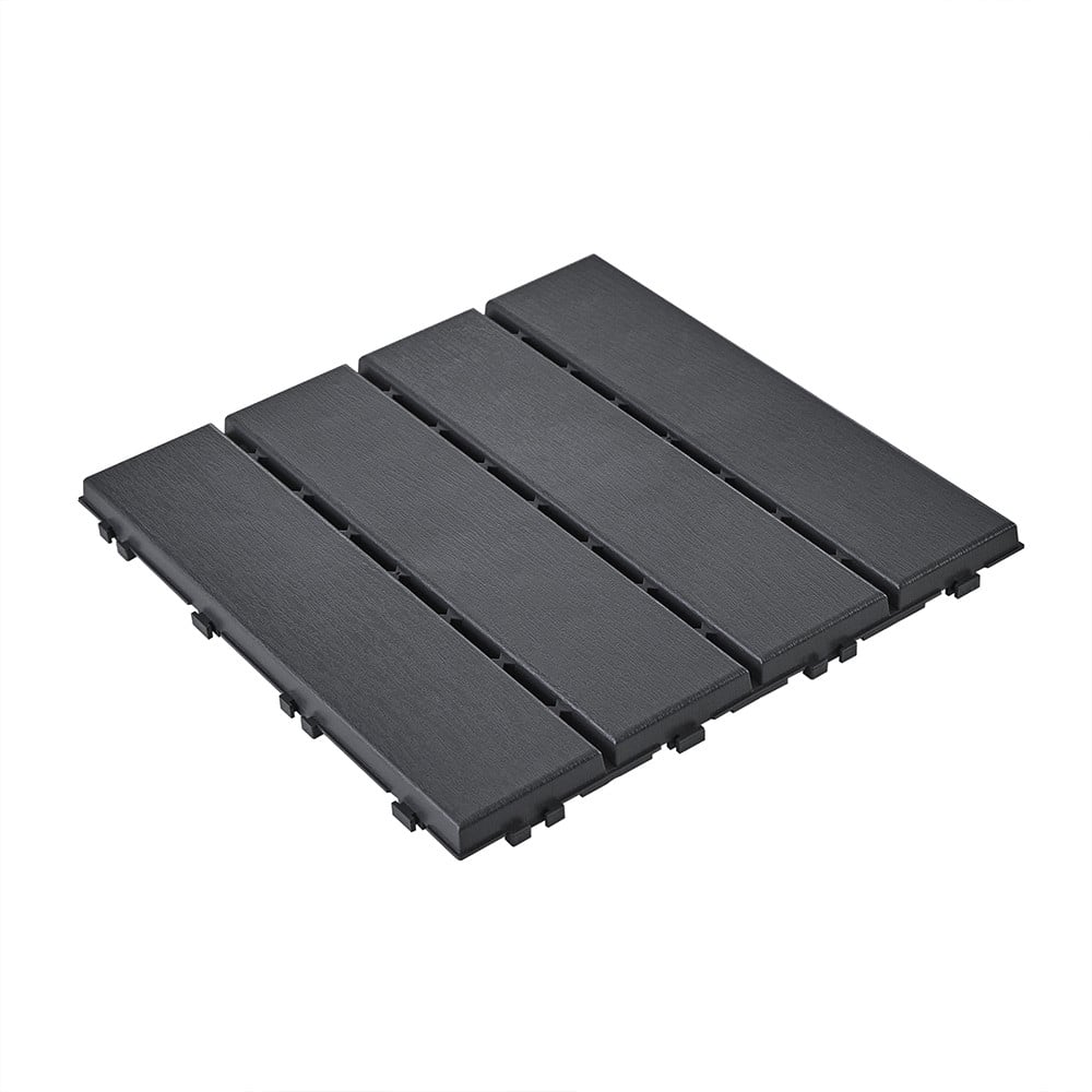 SoBuy Kunststof Vloertegels Zwart - Kliksysteem - Antislip Houtlook - Draagkracht 113 kg