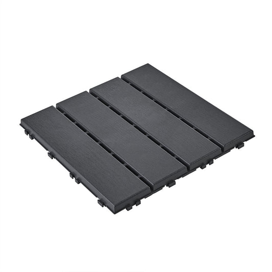 SoBuy Kunststof Vloertegels Zwart - Kliksysteem - Antislip Houtlook - Draagkracht 113 kg