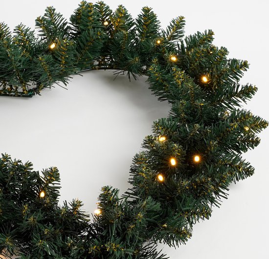Black Box Trees Kerstkrans Hart met LED Verlichting - Ø60 cm - Groen