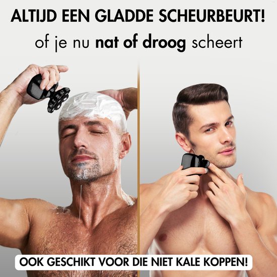 6-in-1 Scheerapparaat Mannen + Extra Scheerkop – Trimmer - Tondeuse - Sansbeauté® Skull Sharp PRO - Nat & Droog - Face en Head Shaver – Hoofd Kaal Scheren - Draadloos Opladen - Opzetstukken